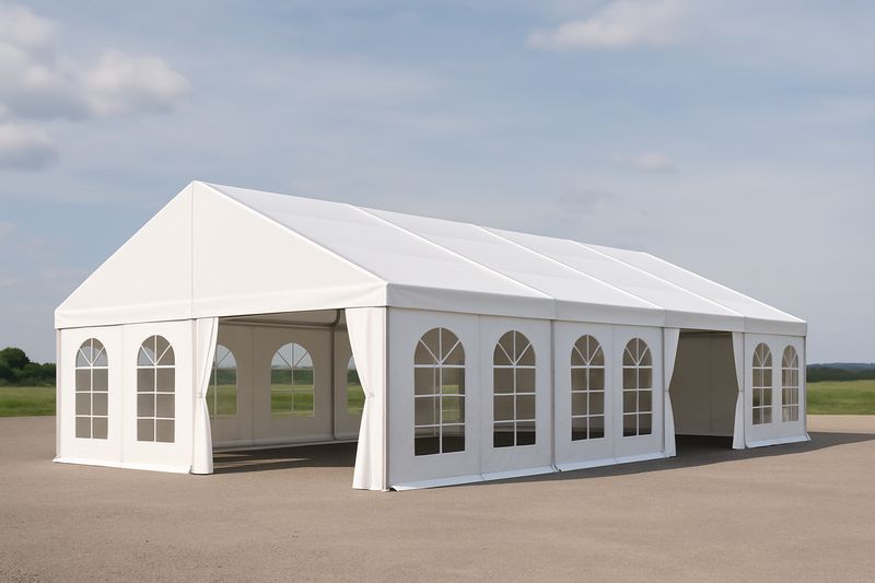 Tenda da Festa Rettangolare in PVC Bianco 12m x 6m×3m Struttura in Acciaio