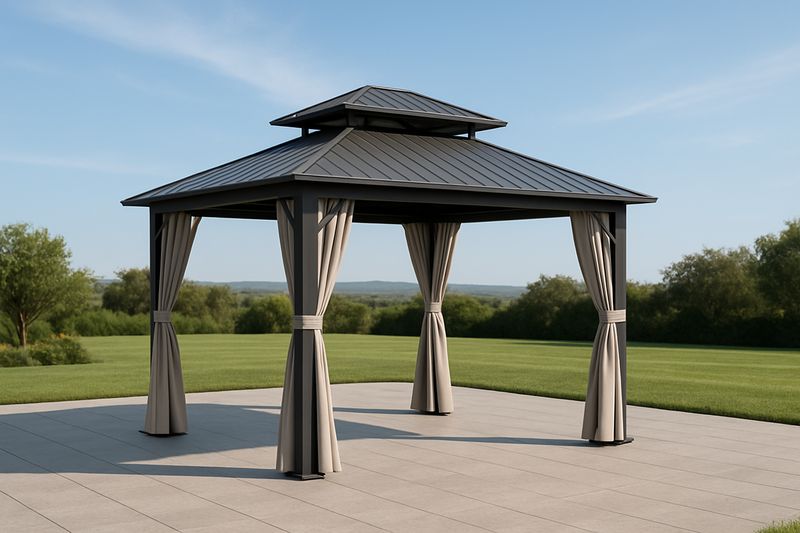 Gazebo da Giardino in Acciaio e Poliestere 300x300x280 cm