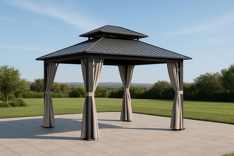 Gazebo da Giardino in Acciaio e Poliestere 300x300x280 cm