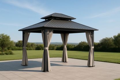 Gazebo da Giardino in Acciaio e Poliestere 300x300x280 cm