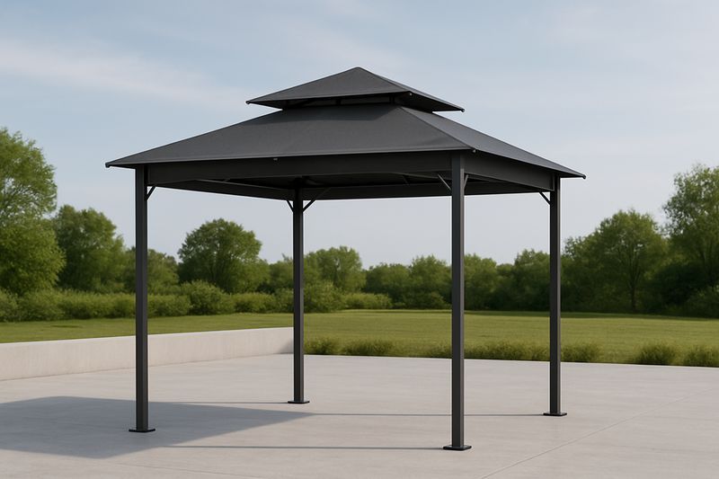 Gazebo quadrato in acciaio tetto a due livelli 300x300×270 cm Nero