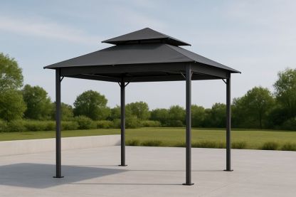 Gazebo quadrato in acciaio tetto a due livelli 300x300×270 cm Nero