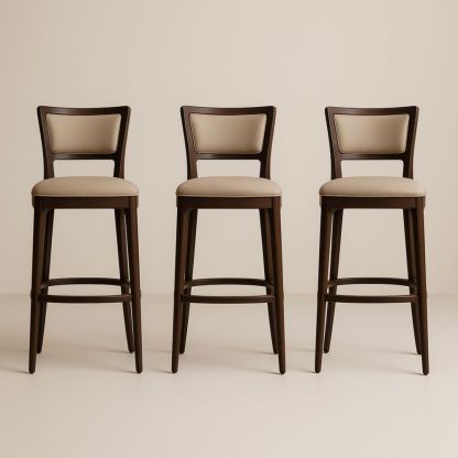 Tabourets de bar en bois et tissu Beige 75 cm lot de 3
