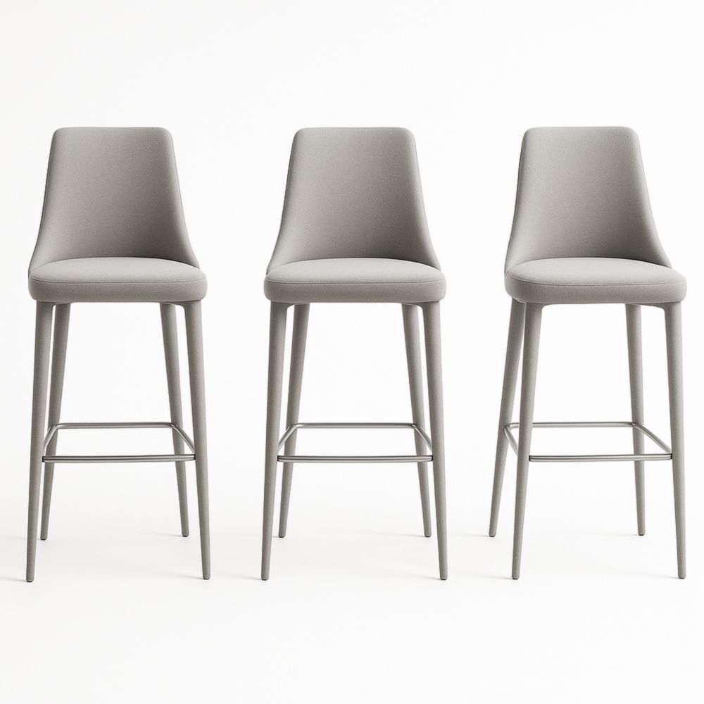 Lot de 3 tabourets de bar tissu polyester acier Gris 43 x 43 x 95 cm