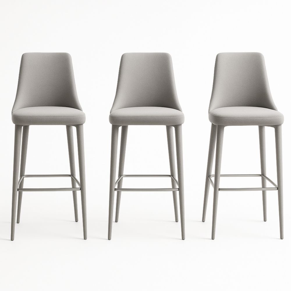 Lot de 3 tabourets de bar tissu polyester acier Gris 43 x 43 x 95 cm