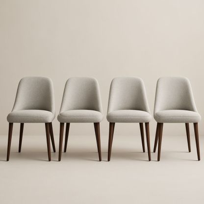 Lot de 4 chaises en tissu polyester Beige pieds en bois massif