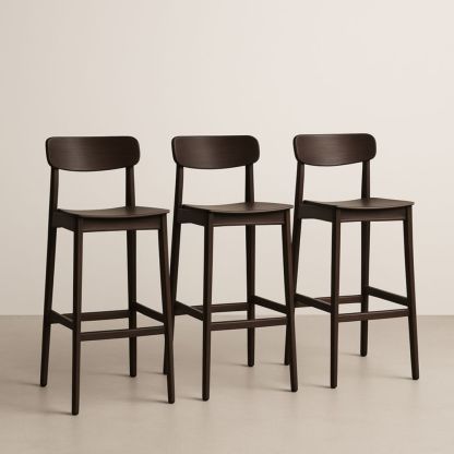 Lot de 3 Tabourets de Bar en Bois Brun Foncé