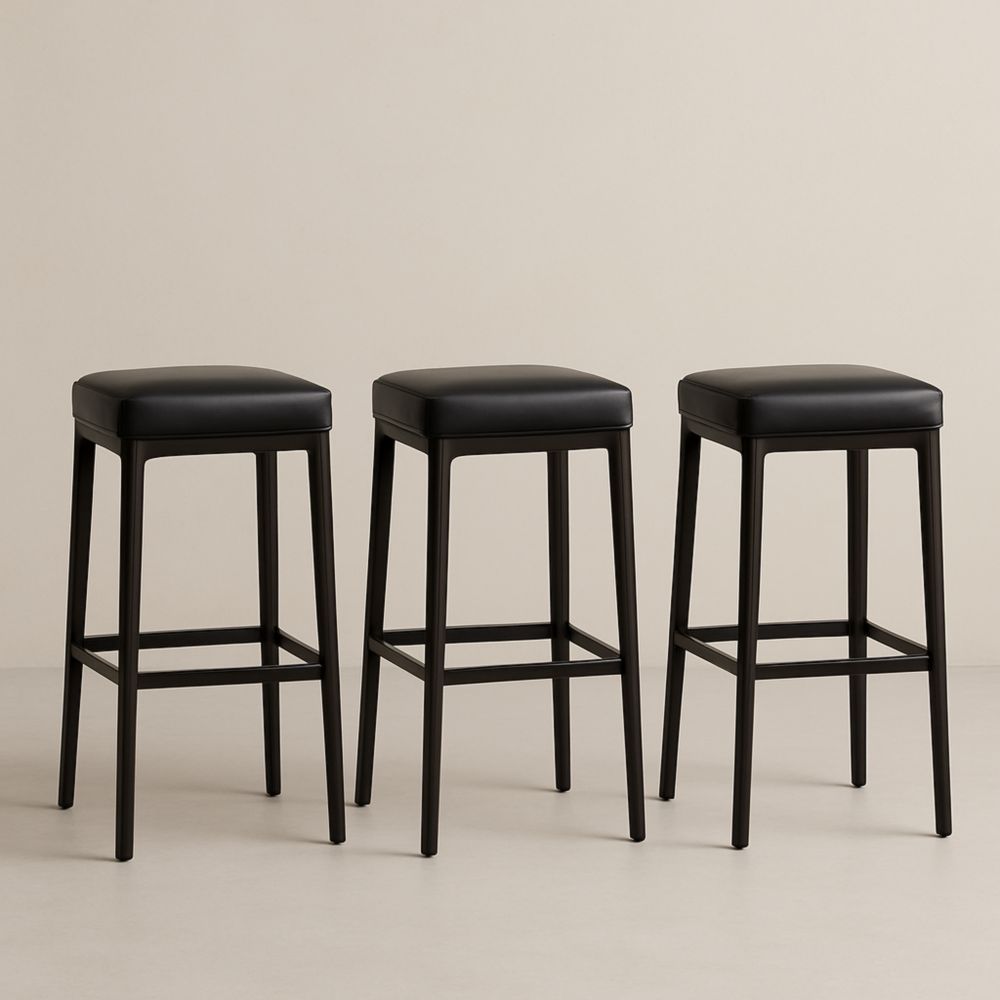Tabourets de bar en métal et similicuir 75 cm noirs (3 pièces)