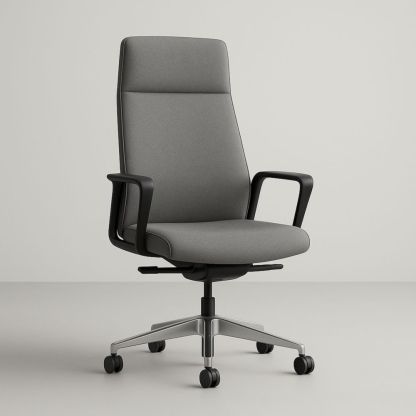 Chaise de bureau en tissu gris avec accoudoirs et roulettes