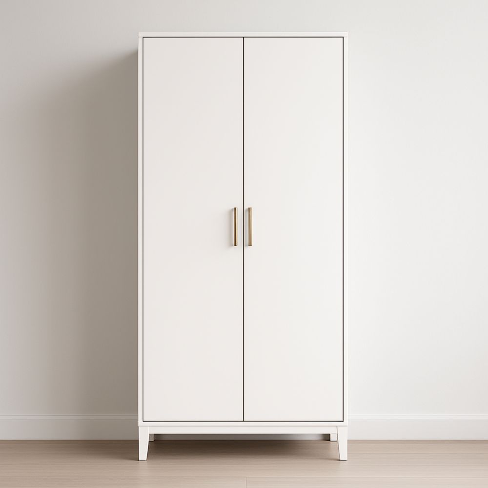 Armoire en Bois Blanc avec Portes en Métal 180x90x50cm