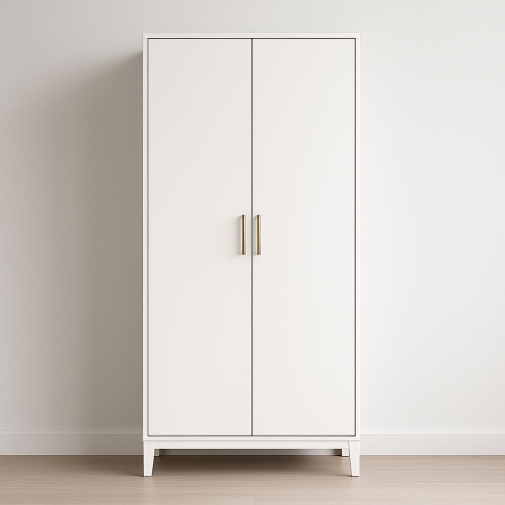 Armoire en Bois Blanc avec Portes en Métal 180x90x50cm