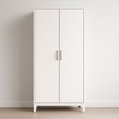 Armoire en Bois Blanc avec Portes en Métal 180x90x50cm