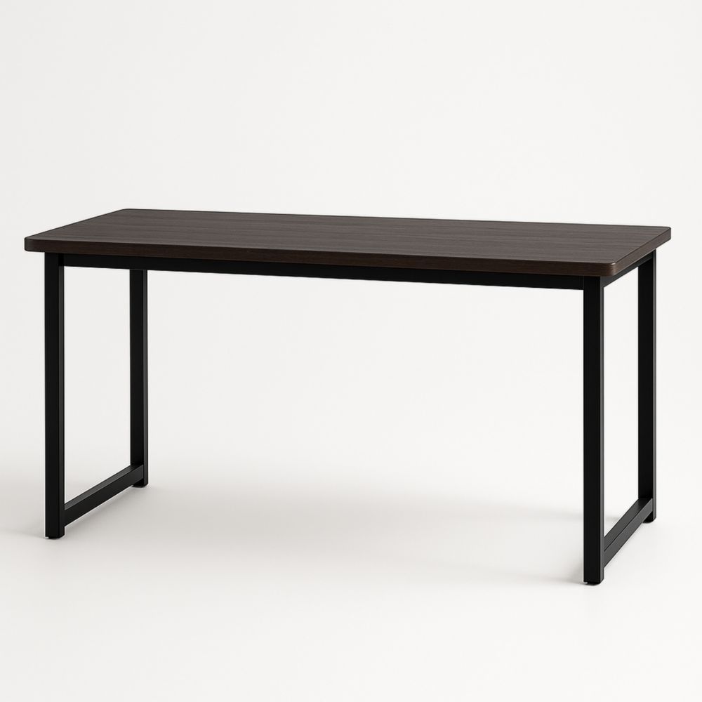 Bureau Rectangulaire Marron foncé Bois MDF Cadre Métal 140x60x75 cm