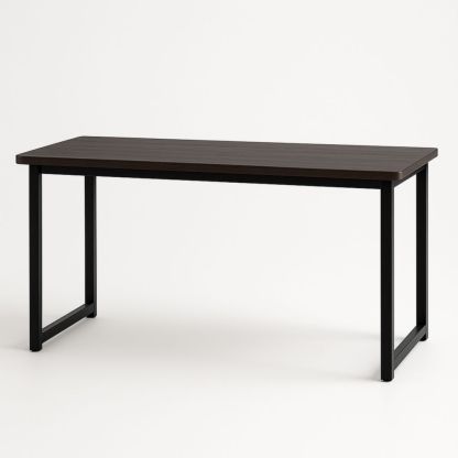 Bureau Rectangulaire Marron foncé Bois MDF Cadre Métal 140x60x75 cm