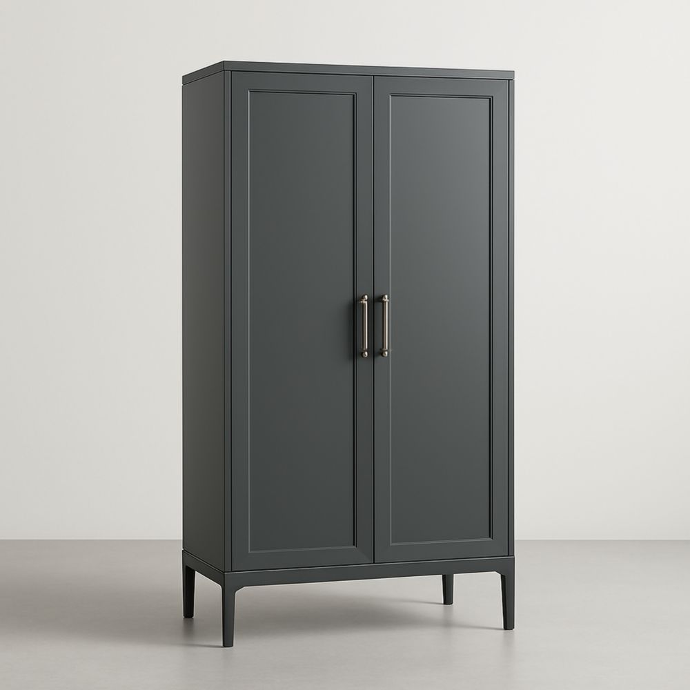 Armoire en bois MDF à deux portes Gris