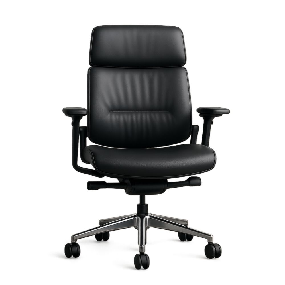 Chaise de bureau réglable en cuir synthétique noir