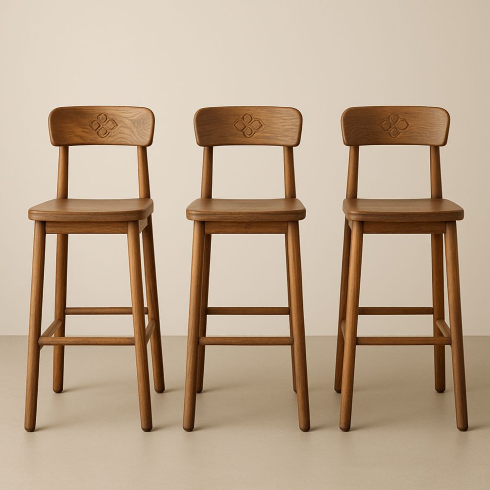 Tabourets de bar en bois de chêne ensemble de trois