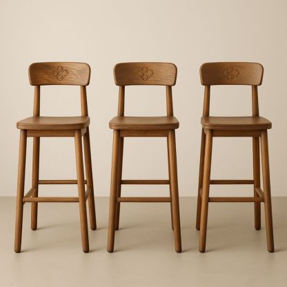 Tabourets de bar en bois de chêne ensemble de trois