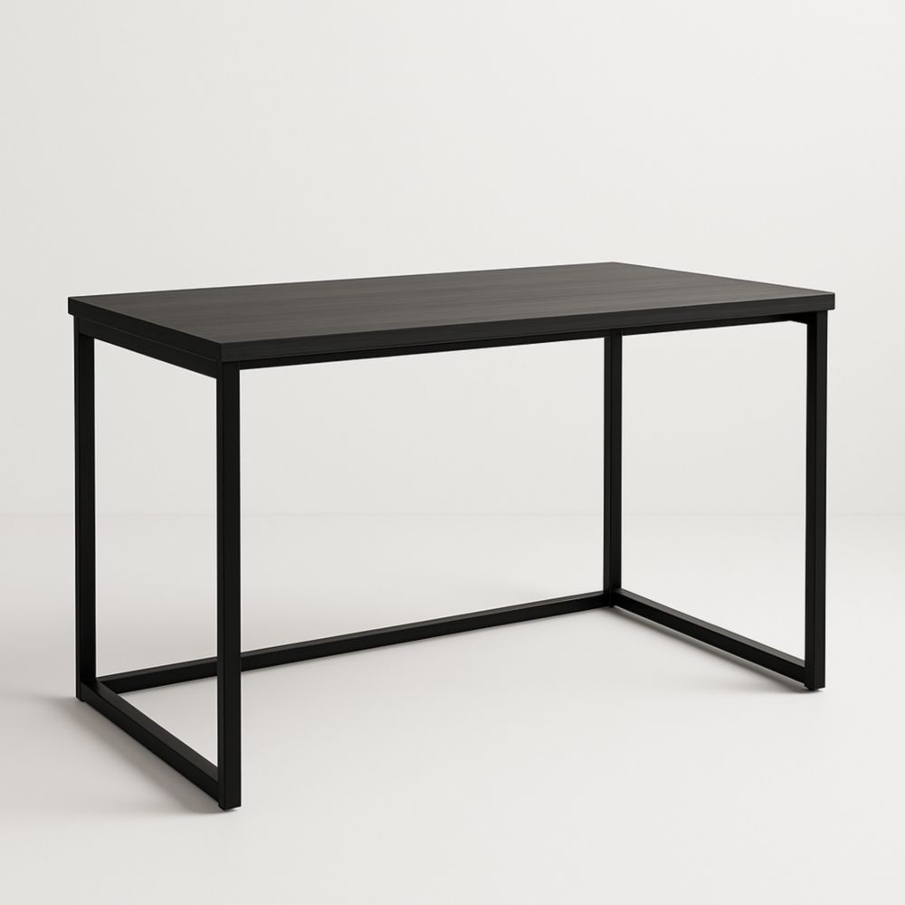 Table rectangulaire en métal et bois Noir 120x60x75 cm