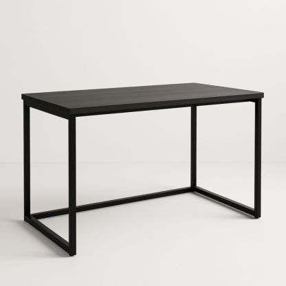 Table rectangulaire en métal et bois Noir 120x60x75 cm