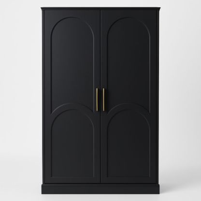 Armoire noire en bois MDF avec poignées dorées