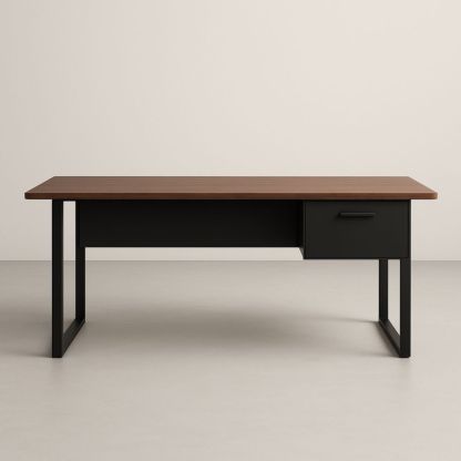 Bureau rectangulaire bois métal 150cm avec tiroir