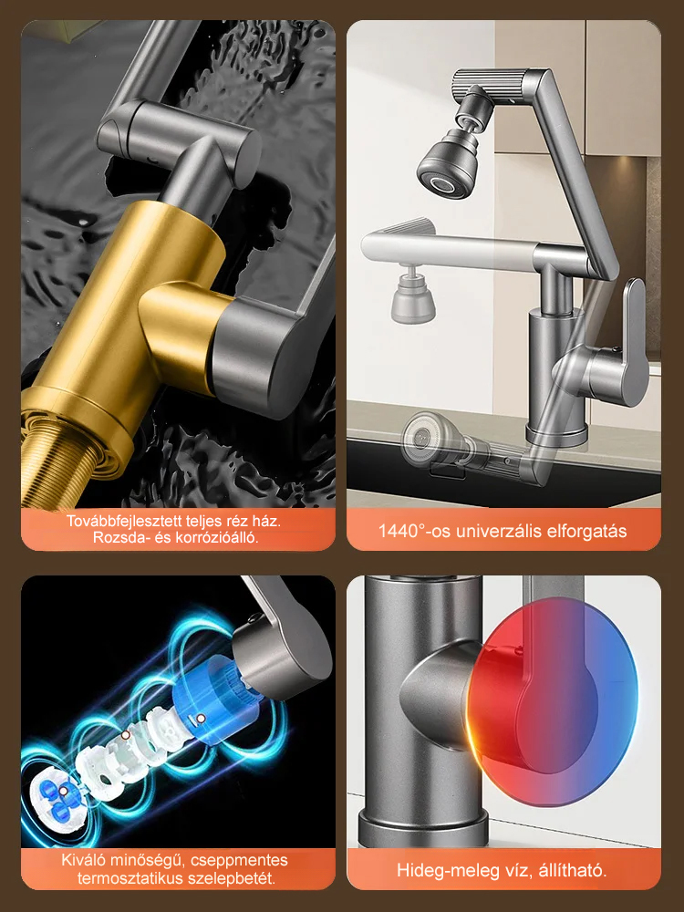 1080°-ban elforgatható univerzális csaptelep