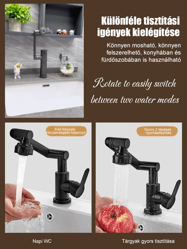 1080°-ban elforgatható univerzális csaptelep