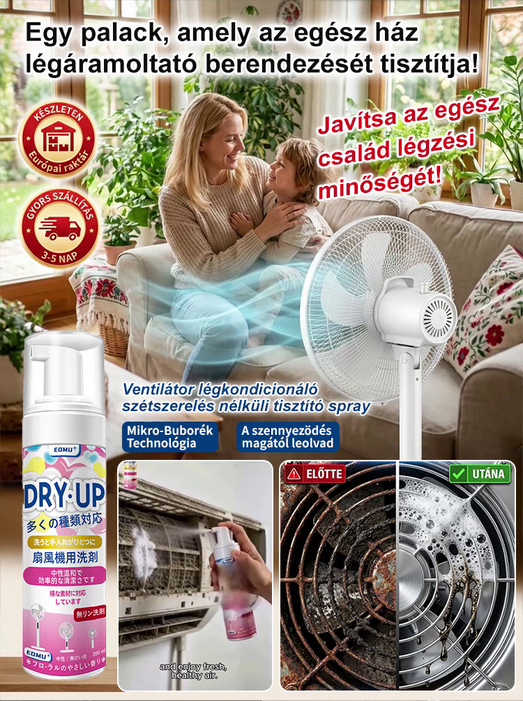 Ventilátoros légkondicionáló szétszerelés nélküli tisztító spray