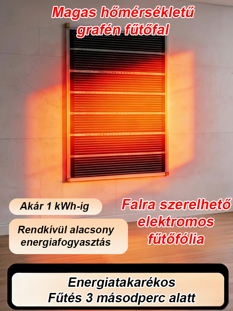 【3 másodperces gyorsfűtés】Méhhéjas grafén távoli infravörös szénkristályos falmelegítő
