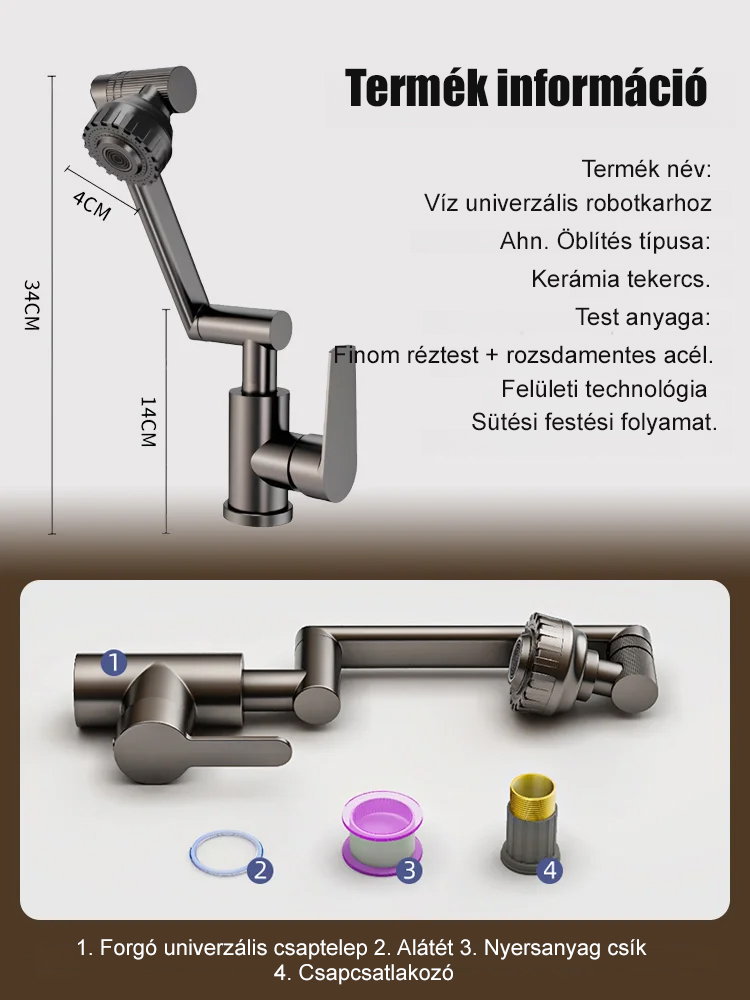1080°-ban elforgatható univerzális csaptelep