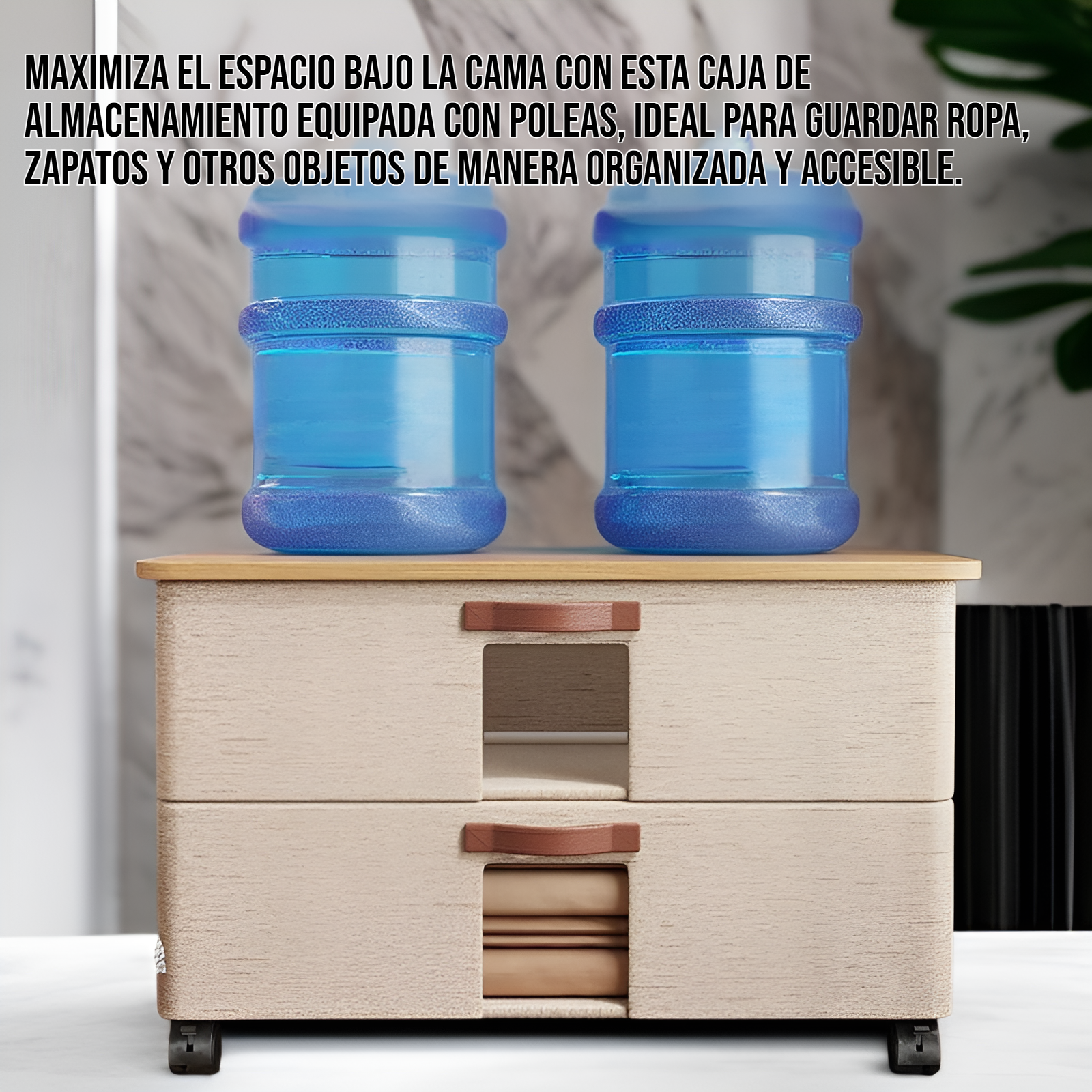 Caja de almacenamiento en el Fondo de la cama con poleas