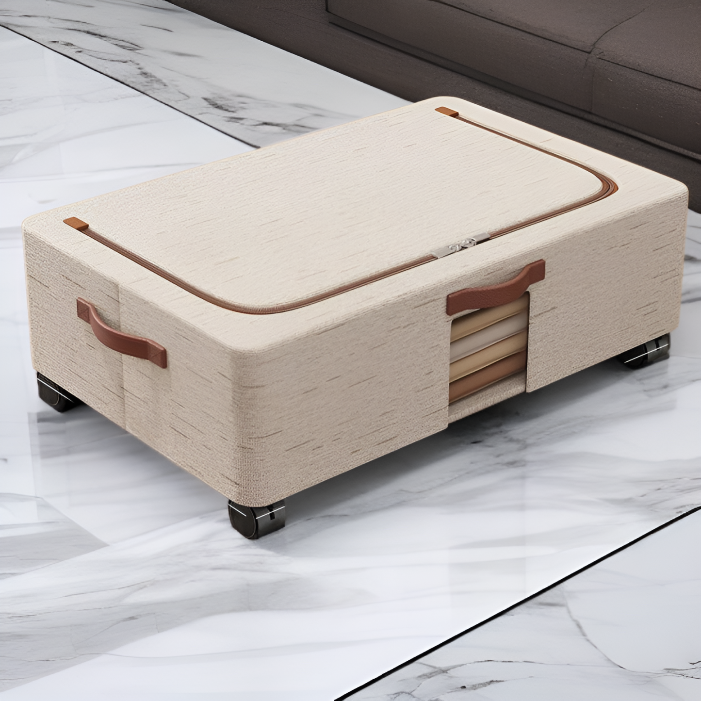 Caja de almacenamiento en el Fondo de la cama con poleas