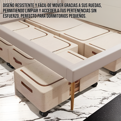 Caja de almacenamiento en el Fondo de la cama con poleas