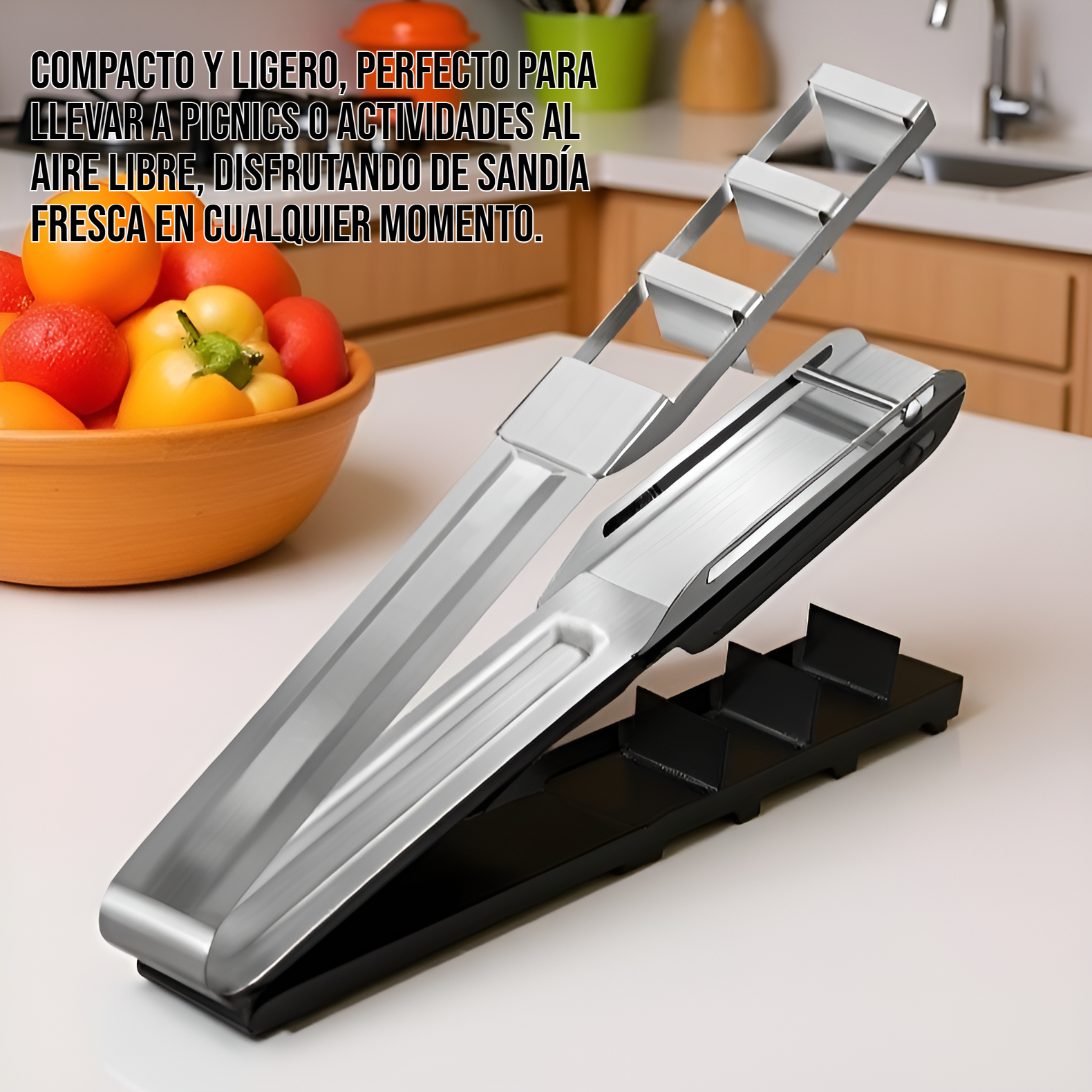 Utensilio resistente para cortar sandía fácilmente