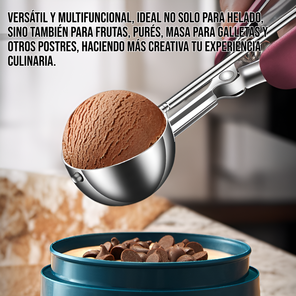 Utensilio resistente de acero inoxidable para servir bolas de helado