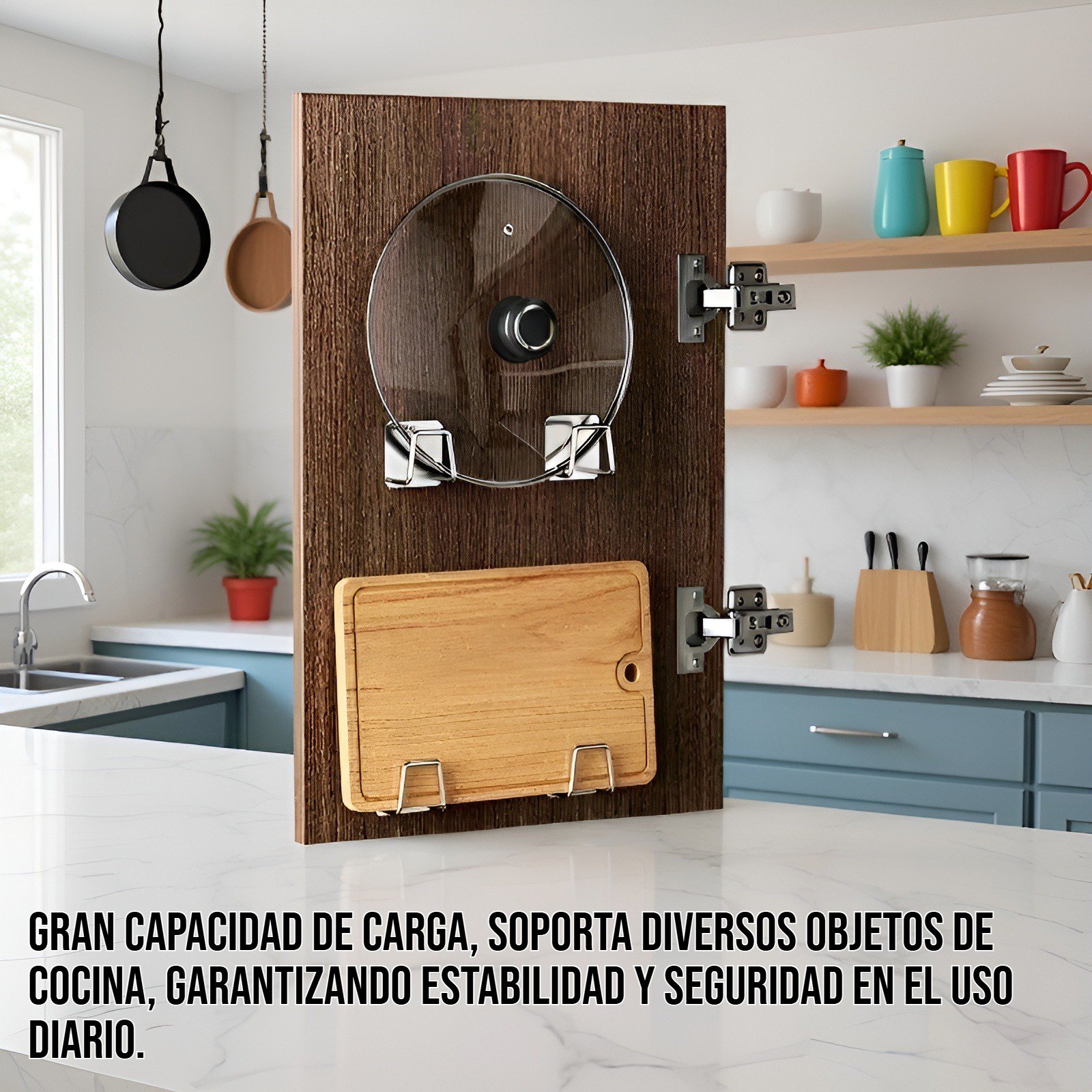 Estante de almacenamiento de pared de acero inoxidable instalado en cocina