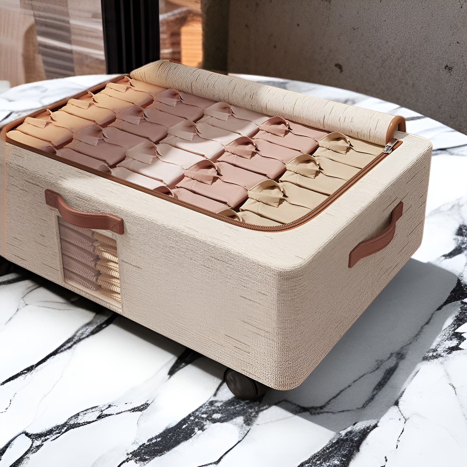 Caja de almacenamiento en el Fondo de la cama con poleas