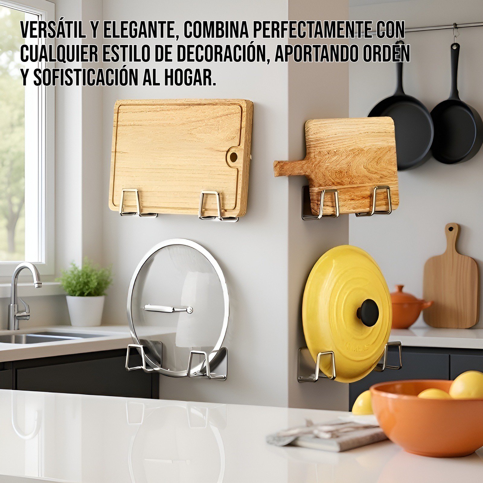 Organizador de cocina sin perforación para utensilios