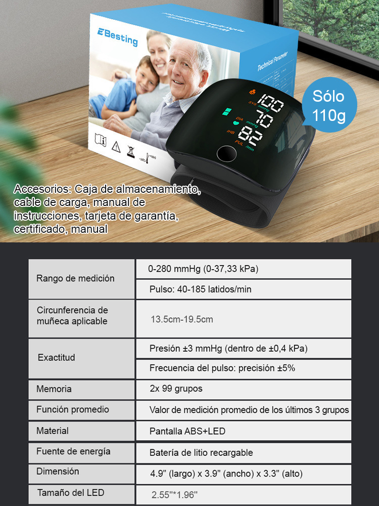 El segundo sólo cuesta 200 pesos.🎁🎁Tensiómetro electrónico de muñeca totalmente automático con pantalla grande y función de voz