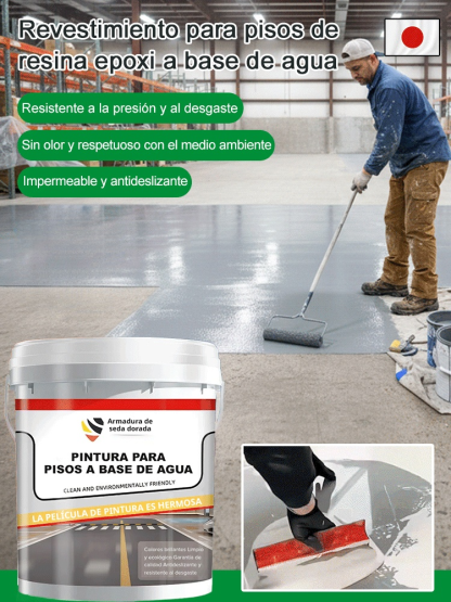 Pintura epoxi para suelos al agua - Superresistente al desgaste🛡️ Base agua · ultra resistente – viste tu suelo con armadura dorada🚛 Resistencia industrial – soporta carretillas sin marcas