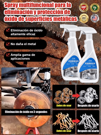 Pack de 3: ¡Limpieza total para toda tu casa! 🏆[Eliminación de óxido con una sola pulverización] Potente eliminador de óxido de metal🛡️Elimina el óxido difícil sin dañar tus superficies. 