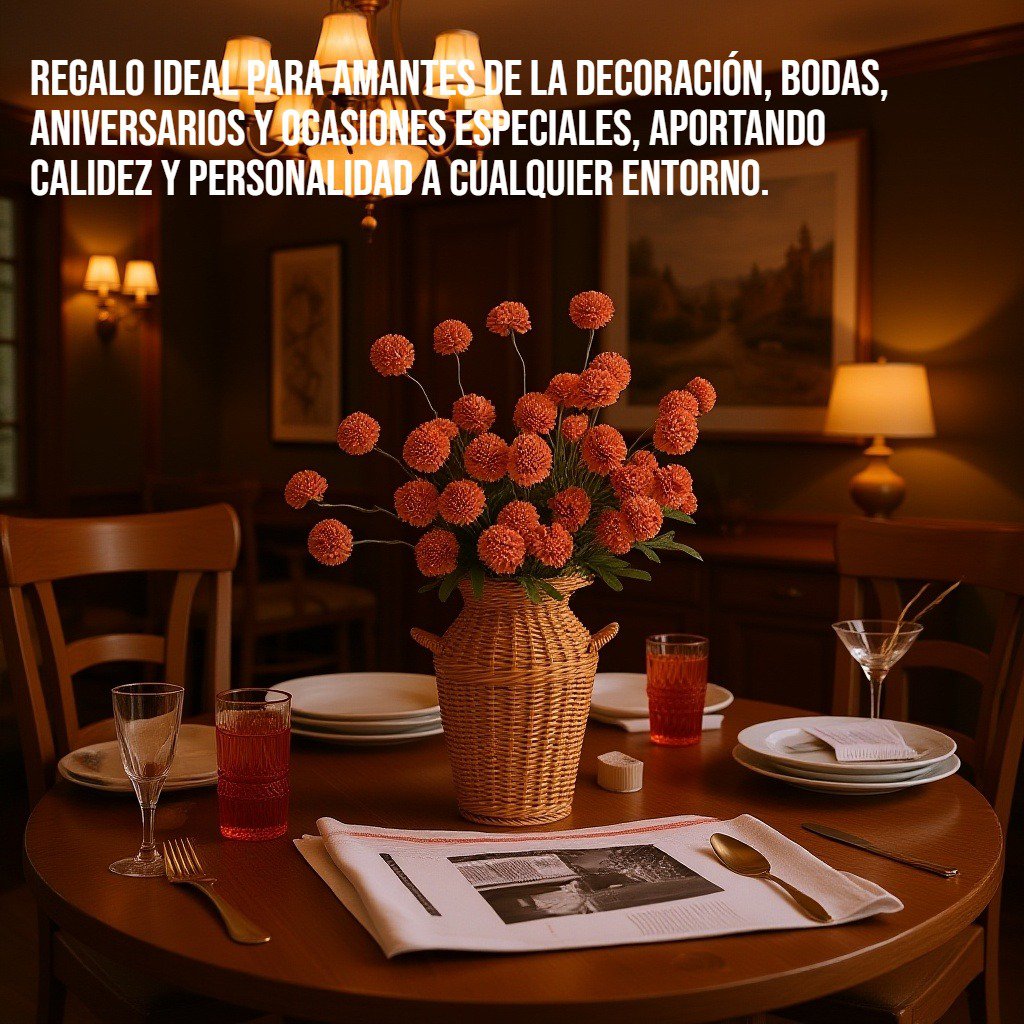 Adorno de jarrón vintage hecho de ratán natural