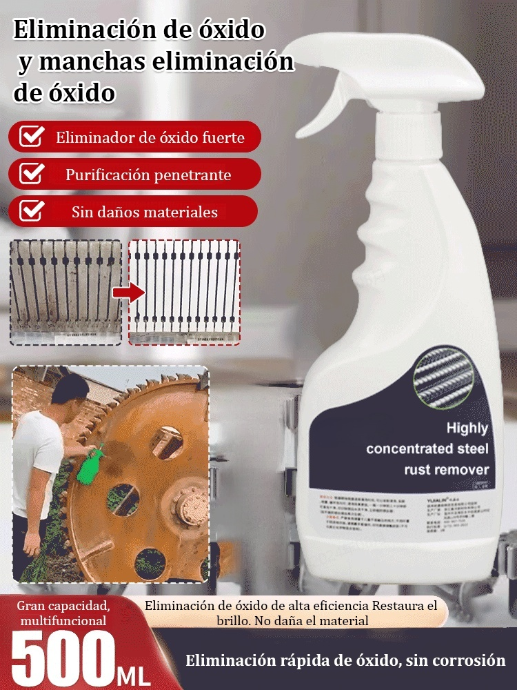 【Desoxidante rápido】Potente removedor de óxido para acero⏱️Elimina instantáneamente el óxido y devuelve el brillo al metal.