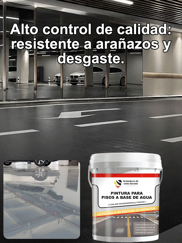 Pintura epoxi para suelos al agua - Superresistente al desgaste🛡️ Base agua · ultra resistente – viste tu suelo con armadura dorada🚛 Resistencia industrial – soporta carretillas sin marcas