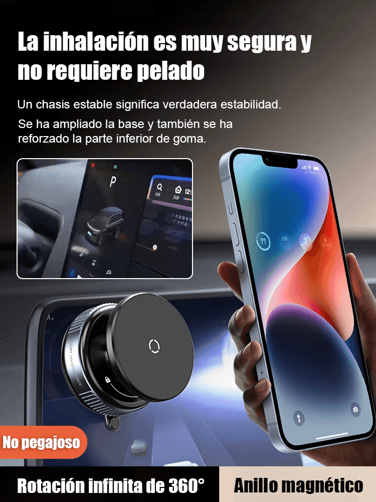 【Soporte de succión magnética fuerte para vacío con rotación universal】🧲 Imanes de grado militar N54 – firme incluso en caminos irregulares🔄 Rotación 360° – ajusta el ángulo perfecto con un dedo