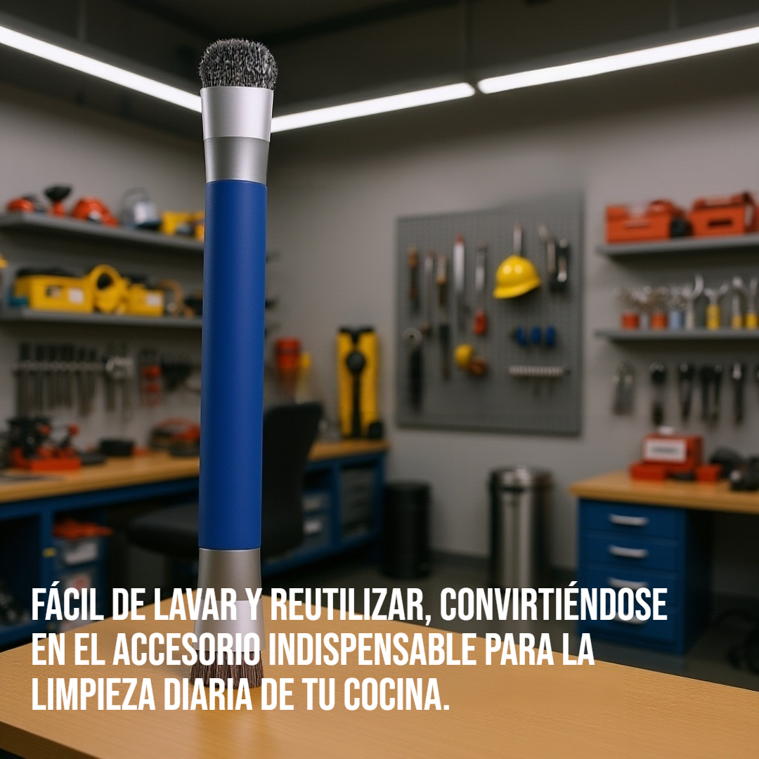 Detalle de las cerdas resistentes del cepillo de limpieza