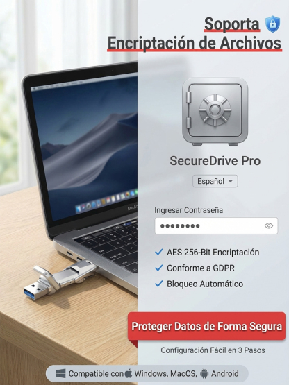 Unidad flash SSD de doble interfaz compatible con teléfonos y computadoras🔌 Compatible con móvil y PC – Tipo C y USB-A, enchufar y usar⚡ Velocidad SSD – transfiere películas en segundos