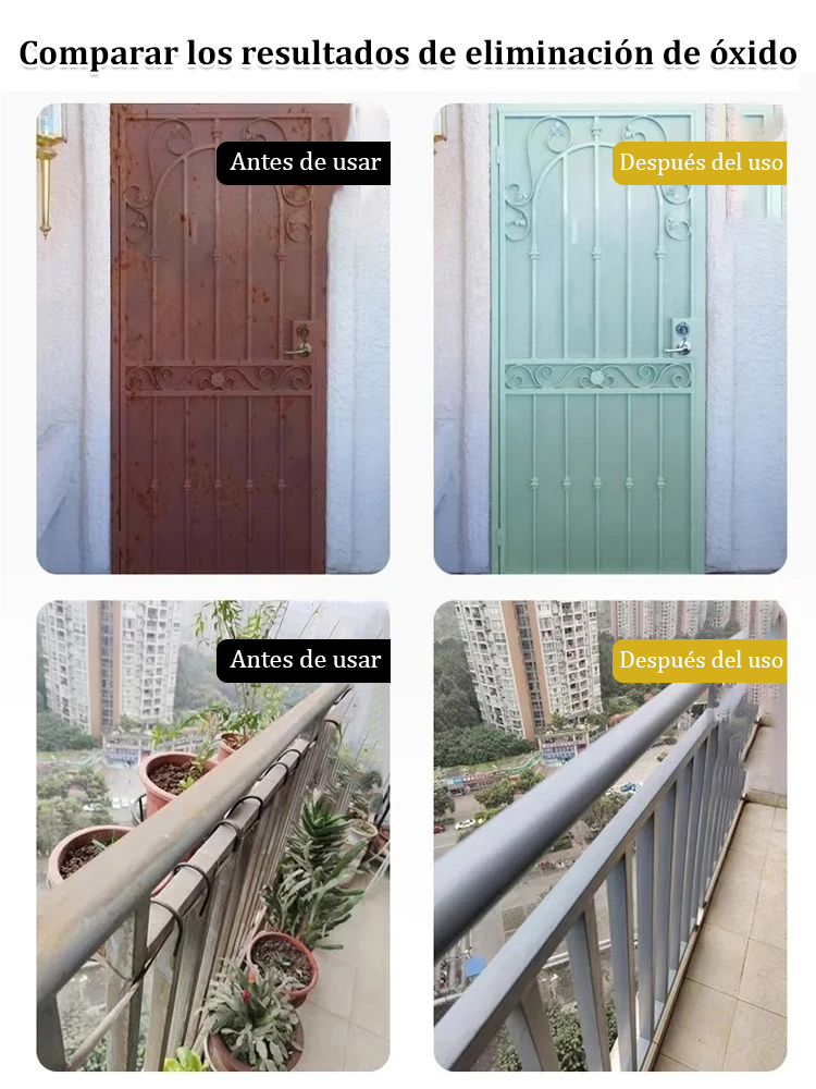 【Desoxidante rápido】Potente removedor de óxido para acero⏱️Elimina instantáneamente el óxido y devuelve el brillo al metal.