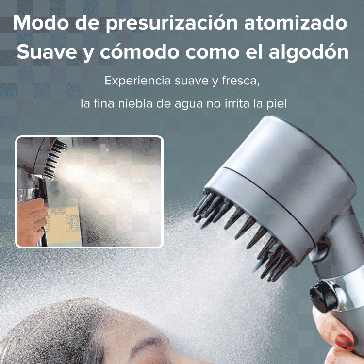 Cabezal de ducha con aumento de presión y cabezal de masaje, ideal tanto para personas mayores como para niños